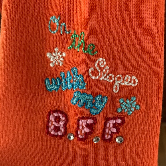 Gap redish fuschia pink cotton top orange long sleeves fun slogan Girls Age 12 - Picture 3 of 4